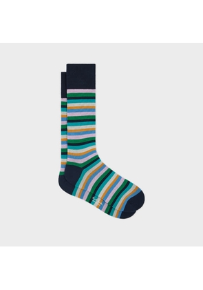 Paul Smith Navy Multistripe Socks Blue