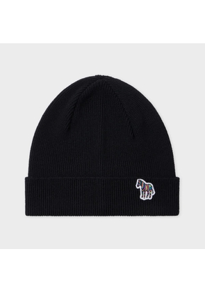 Paul Smith Black Zebra Logo Wool Beanie