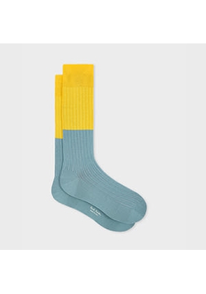 Paul Smith Yellow Ribbed Colour Block Socks Green