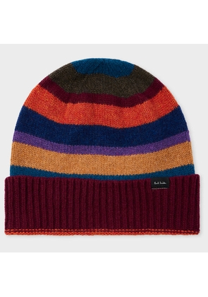 Paul Smith Burgundy 'Seasonal Stripe' Beanie Red