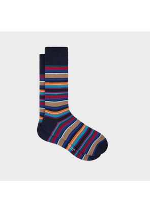 Paul Smith Navy Multicolour Stripe Socks Blue