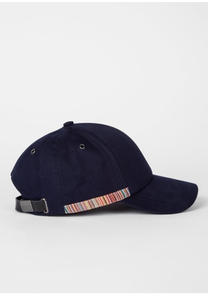 Paul Smith Black 'Signature Stripe' Trim Cotton Baseball Cap