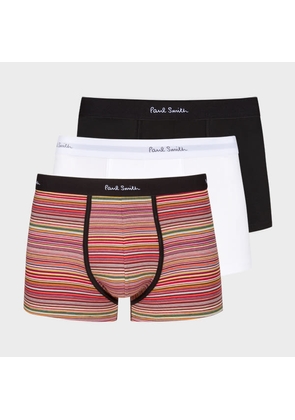Paul Smith Organic Cotton 'Signature Stripe' and Plain Boxer Briefs Three Pack Multicolour