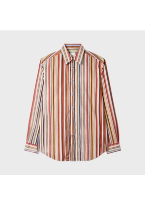 Paul Smith 'Painted Signature Stripe' Print Cotton Shirt Multicolour