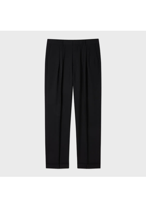 Paul Smith Black Two-Ply Hopsack Wool Pleated Trousers