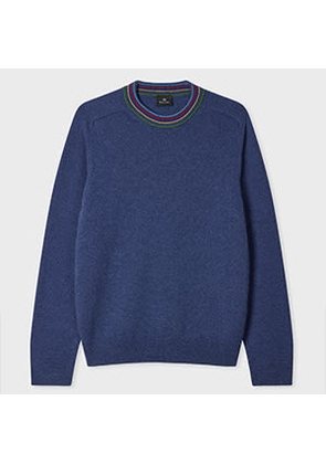 PS Paul Smith Mid Blue Merino Wool 'Sports Stripe' Sweater