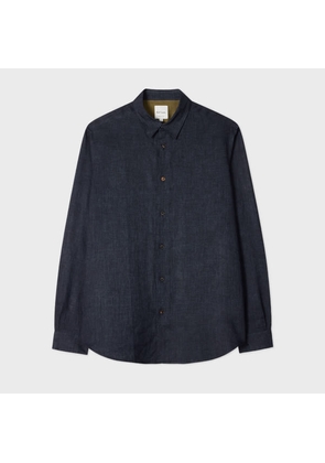 Paul Smith Navy Linen Shirt Blue