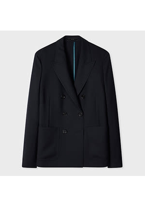 Paul Smith Women's A Suit To Travel In - Navy Unlined Double-Breasted Wool Blazer Blue