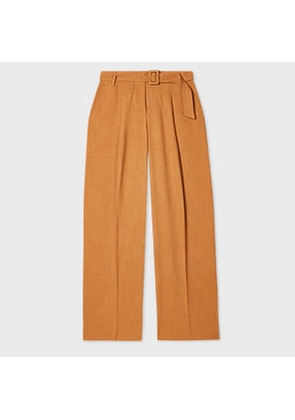 PS Paul Smith Women's Tan Textured Bootcut Trousers Orange