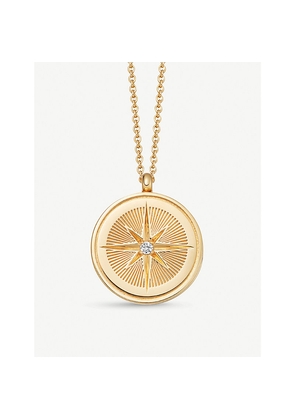 Womens Astley Clarke Celestial Compass 18ct Yellow Gold Vermeil and White Sapphire Locket Necklace