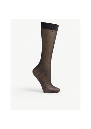 Womens Falke Polka Dot Knee-High Knitted Socks