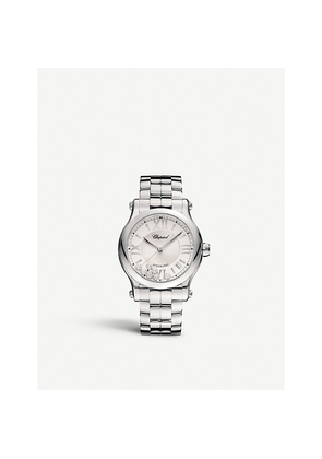 Chopard 278559-3002 Happy Sport Stainless Steel and Diamond Watch