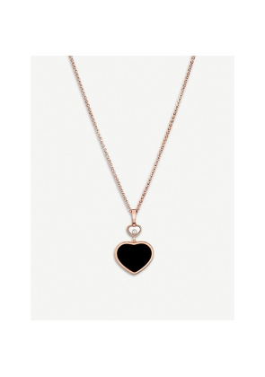 Chopard Happy Hearts 18ct Rose-Gold, Onyx and Diamond Pendant