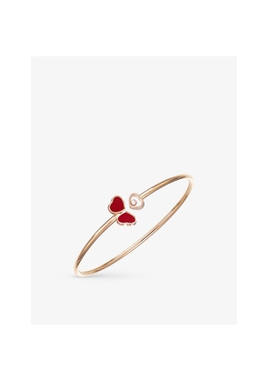 Chopard Happy Hearts Wings 18ct Rose-Gold, 0.05ct Brilliant-Cut Diamond and Red-Stone Bracelet