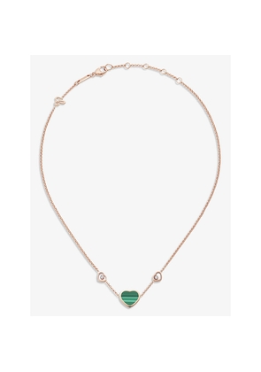 Chopard Happy Hearts 18ct Rose-Gold, 0.1ct Diamond and Malachite Necklace