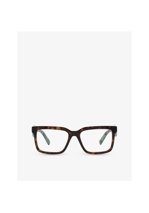 Prada Pr 10Yv Rectangle-Frame Tortoiseshell Acetate Eyeglasses