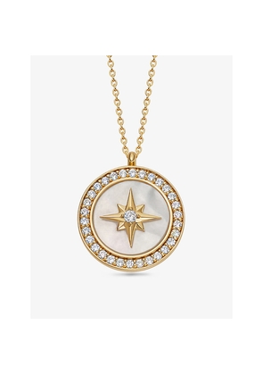 Womens Astley Clarke Polaris Large 18ct Yellow Gold Vermeil, Mother-Of-Pearl and White Sapphire Locket Necklace