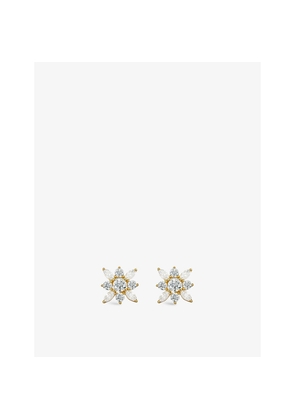 Womens Carat London Snowflower Yellow Gold-Plated Vermeil Sterling Silver and Cubic Zirconia Stud Earrings