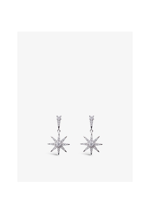 Womens Carat London Nysa Star-Shaped Sterling Silver and Cubic Zirconia Drop Earrings