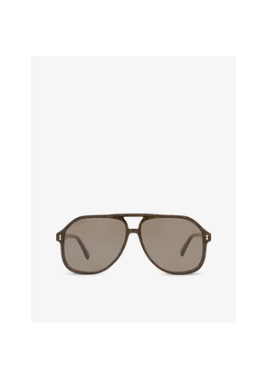 Womens Gucci Gg1042S Aviator-Frame Acetate Sunglasses
