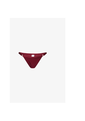 Womens Gracejacob Cherry Shimmer Mid-Rise Bikini Bottoms