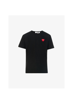 Mens Comme Des Garcons Play Heart Logo-Embroidered Cotton-Jersey T-Shirt
