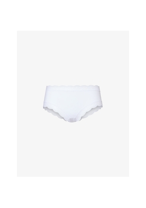 Womens Hanro Mid-Rise Lace-Trim Stretch-Cotton Briefs