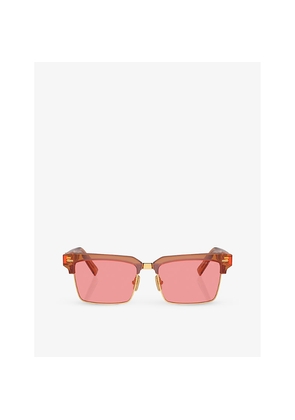 Womens Miu Miu Mu 10Zs Rectangle-Frame Acetate Sunglasses