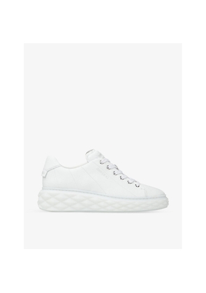 Womens Jimmy Choo Diamond Light Maxi Branded Leather Low-Top Trainers