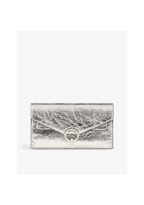 Womens Sandro Yza Pocket Metallic Leather Clutch Bag