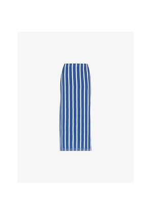 Womens Whistles Crinkle Stripe-Print Woven Midi Skirt