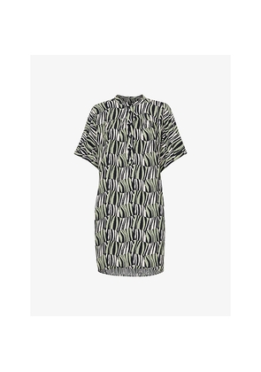 Womens Whistles Checkerboard Tiger-Print Woven Mini Dress