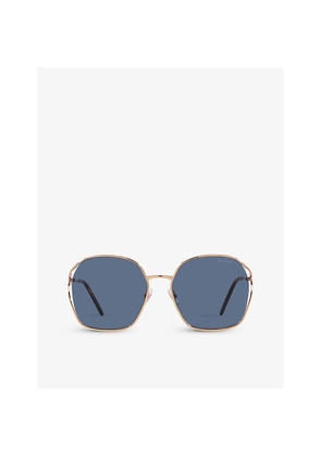 Womens Miu Miu Mu 52Ws Square-Frame Metal Sunglasses