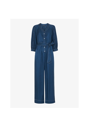 Womens Whistles Mabel Topstitch V-Neck Woven Jumpsuit