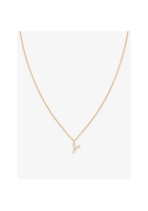 Womens Astrid & Miyu Initial Y 18ct Yellow Gold-Plated Sterling-Silver and Cubic Zirconia Pendant Necklace