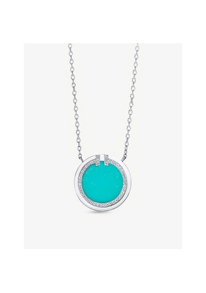 Tiffany & Co Tiffany T Circle 18ct White-Gold, Turquoise and 0.05ct Diamond Pendant Necklace