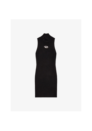 Womens Diesel M-Onervax Logo-Plaque Woven Mini Dress