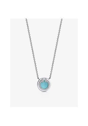 Tiffany & Co Tiffany T Two Circle 18ct White-Gold, Diamond and Turquoise Pendant Necklace
