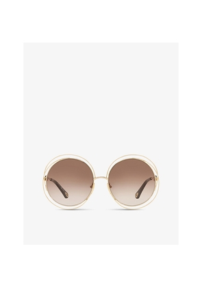 Womens Chloe Ch0045S Round-Frame Metal Sunglasses