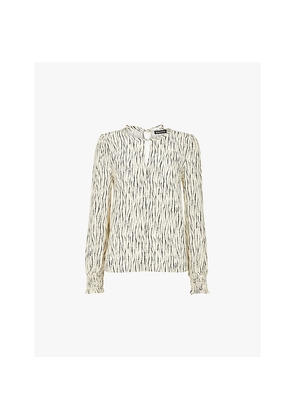 Womens Whistles Shibori Stripe-Pattern Woven Blouse