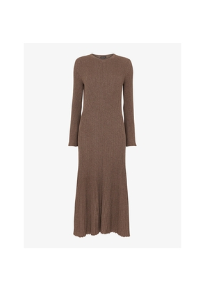 Womens Whistles Willow Ribbed Cotton-Cashmere Knitted Midi Dress