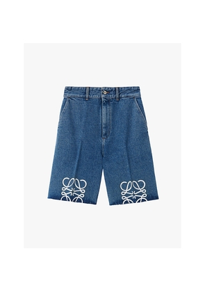 Womens Loewe Anagram Raw-Hem Denim Shorts