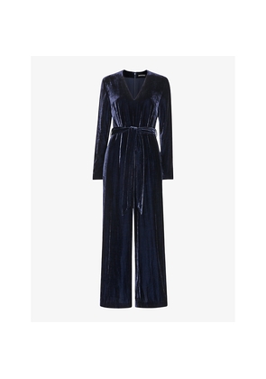 Womens Whistles Elora Wide-Leg Velvet Jumpsuit