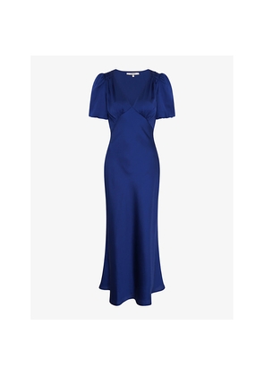 Womens Omnes Rosie Puff-Sleeve Satin Maxi Dress