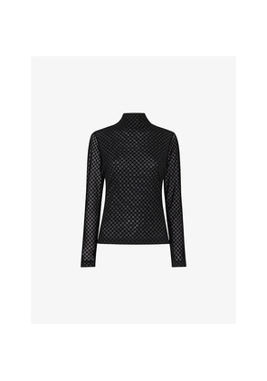 Womens Whistles Checked Flocked Mesh Top