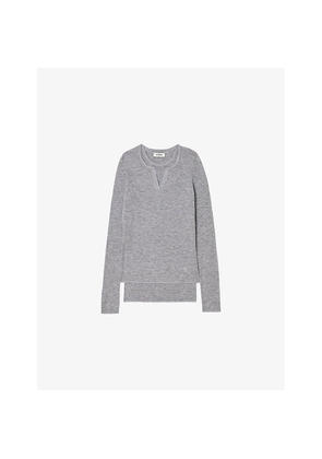 Womens Sandro Layered-Effect Fine-Knit Wool Jumper