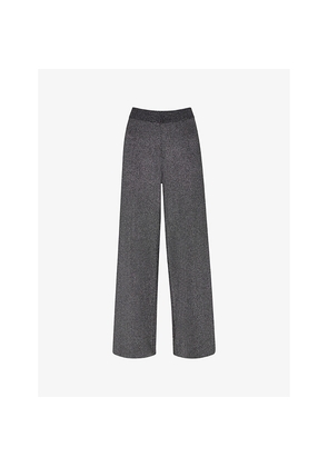 Womens Whistles Sparkle-Knit Metallic-Fibre Wide-Leg Trousers