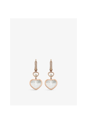 Chopard Happy Hearts 18ct Rose-Gold, 0.10ct Diamond and Mother-Of-Pearl Earrings
