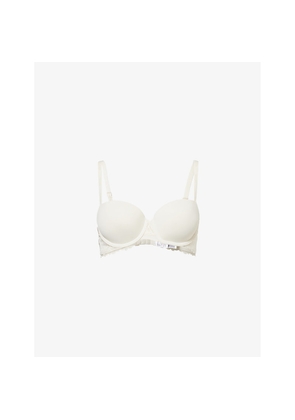 Womens Calvin Klein Attraction Light Line Lace-Trim Stretch-Woven Balconette Bra