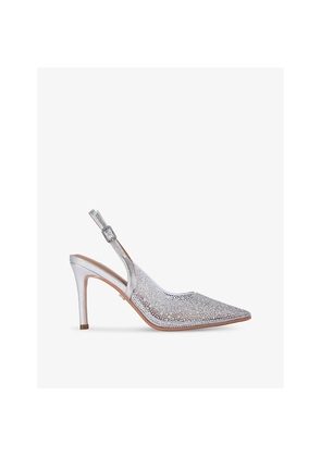 Womens Carvela Lovebird Rhinestone-Embellished Vinyl Slingback Courts